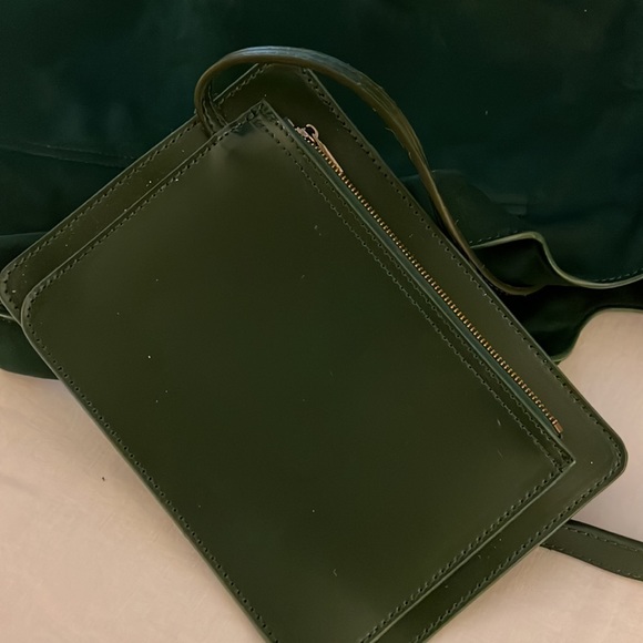 Anthropologie Suede Green Hand Bag with Shoulder Strap - Picture 7 of 7